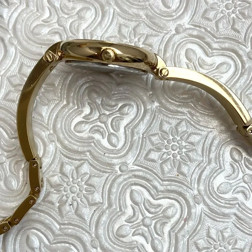 Michael Kors Mini Laney Crystal Accented Bezel Gold-Tone Bangle Watch